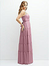 Side View Thumbnail - Dusty Pink Modern Regency Chiffon Tiered Maxi Dress with Tie-Back