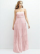 Front View Thumbnail - Ballet Pink Modern Regency Chiffon Tiered Maxi Dress with Tie-Back