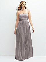 Front View Thumbnail - Cashmere Gray Modern Regency Chiffon Tiered Maxi Dress with Tie-Back