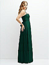 Side View Thumbnail - Hunter Green Modern Regency Chiffon Tiered Maxi Dress with Tie-Back