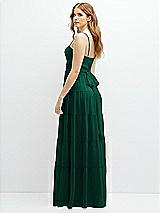 Rear View Thumbnail - Hunter Green Modern Regency Chiffon Tiered Maxi Dress with Tie-Back
