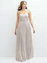 Front View Thumbnail - Oyster Modern Regency Chiffon Tiered Maxi Dress with Tie-Back