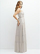 Side View Thumbnail - Oyster Modern Regency Chiffon Tiered Maxi Dress with Tie-Back
