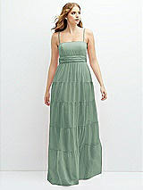 Front View Thumbnail - Seagrass Modern Regency Chiffon Tiered Maxi Dress with Tie-Back
