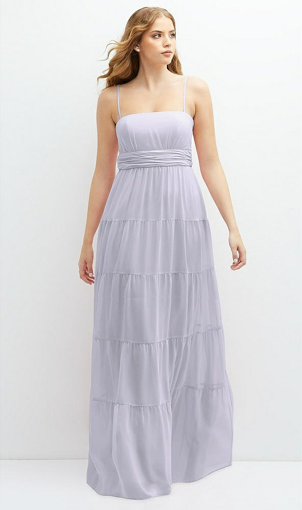 Front View - Silver Dove Modern Regency Chiffon Tiered Maxi Dress with Tie-Back