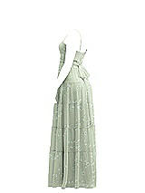 Rear View Thumbnail - Vintage Primrose Sage Modern Regency Chiffon Tiered Maxi Dress with Tie-Back