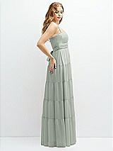 Side View Thumbnail - Willow Green Modern Regency Chiffon Tiered Maxi Dress with Tie-Back