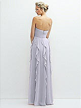 Rear View Thumbnail - Silver Dove Strapless Vertical Ruffle Chiffon Maxi Dress with Flower Detail