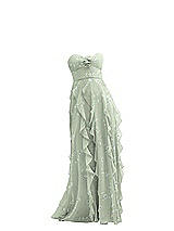 Front View Thumbnail - Vintage Primrose Sage Strapless Vertical Ruffle Chiffon Maxi Dress with Flower Detail