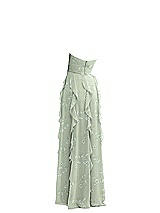 Rear View Thumbnail - Vintage Primrose Sage Strapless Vertical Ruffle Chiffon Maxi Dress with Flower Detail