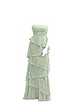 Front View Thumbnail - Vintage Primrose Sage Strapless Asymmetrical Tiered Ruffle Chiffon Maxi Dress with Handworked Flower Detail