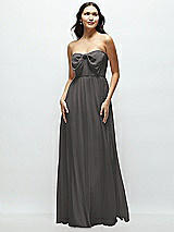 Front View Thumbnail - Caviar Gray Strapless Chiffon Maxi Dress with Oversized Bow Bodice