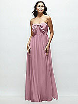 Front View Thumbnail - Dusty Pink Strapless Chiffon Maxi Dress with Oversized Bow Bodice