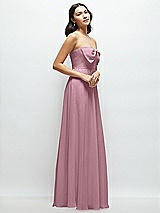 Side View Thumbnail - Dusty Pink Strapless Chiffon Maxi Dress with Oversized Bow Bodice