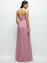 Rear View Thumbnail - Dusty Pink Strapless Chiffon Maxi Dress with Oversized Bow Bodice