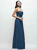 Side View Thumbnail - Dusk Blue Strapless Chiffon Maxi Dress with Oversized Bow Bodice