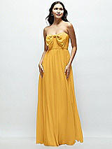 Front View Thumbnail - NYC Yellow Strapless Chiffon Maxi Dress with Oversized Bow Bodice