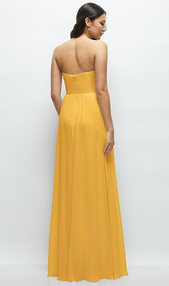 Back View - NYC Yellow Strapless Chiffon Maxi Dress with Oversized Bow Bodice