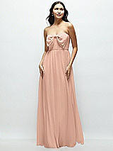 Front View Thumbnail - Pale Peach Strapless Chiffon Maxi Dress with Oversized Bow Bodice