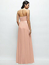 Rear View Thumbnail - Pale Peach Strapless Chiffon Maxi Dress with Oversized Bow Bodice