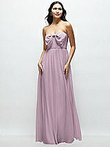 Front View Thumbnail - Suede Rose Strapless Chiffon Maxi Dress with Oversized Bow Bodice