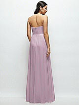 Rear View Thumbnail - Suede Rose Strapless Chiffon Maxi Dress with Oversized Bow Bodice