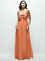 Front View Thumbnail - Sweet Melon Strapless Chiffon Maxi Dress with Oversized Bow Bodice