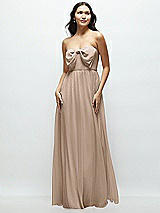 Front View Thumbnail - Topaz Strapless Chiffon Maxi Dress with Oversized Bow Bodice