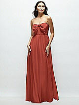 Front View Thumbnail - Amber Sunset Strapless Chiffon Maxi Dress with Oversized Bow Bodice