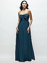 Front View Thumbnail - Atlantic Blue Strapless Chiffon Maxi Dress with Oversized Bow Bodice
