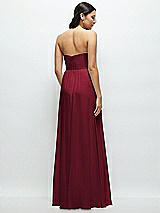 Rear View Thumbnail - Burgundy Strapless Chiffon Maxi Dress with Oversized Bow Bodice