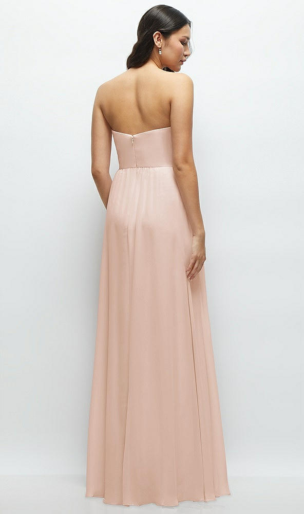 Back View - Cameo Strapless Chiffon Maxi Dress with Oversized Bow Bodice