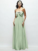 Front View Thumbnail - Celadon Strapless Chiffon Maxi Dress with Oversized Bow Bodice