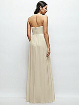 Rear View Thumbnail - Champagne Strapless Chiffon Maxi Dress with Oversized Bow Bodice