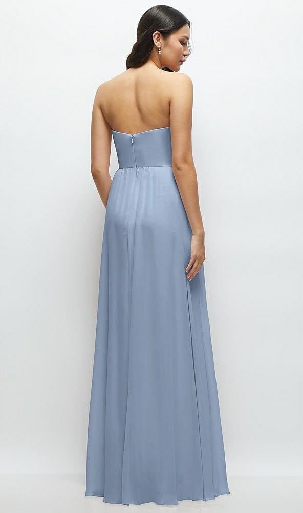 Back View - Cloudy Strapless Chiffon Maxi Dress with Oversized Bow Bodice