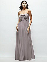 Front View Thumbnail - Cashmere Gray Strapless Chiffon Maxi Dress with Oversized Bow Bodice