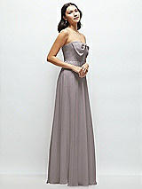 Side View Thumbnail - Cashmere Gray Strapless Chiffon Maxi Dress with Oversized Bow Bodice