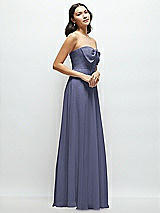 Side View Thumbnail - French Blue Strapless Chiffon Maxi Dress with Oversized Bow Bodice