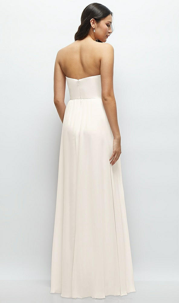 Back View - Ivory Strapless Chiffon Maxi Dress with Oversized Bow Bodice