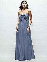 Front View Thumbnail - Larkspur Blue Strapless Chiffon Maxi Dress with Oversized Bow Bodice
