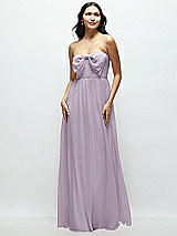 Front View Thumbnail - Lilac Haze Strapless Chiffon Maxi Dress with Oversized Bow Bodice