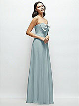 Side View Thumbnail - Morning Sky Strapless Chiffon Maxi Dress with Oversized Bow Bodice