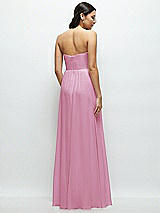 Rear View Thumbnail - Powder Pink Strapless Chiffon Maxi Dress with Oversized Bow Bodice