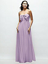 Front View Thumbnail - Pale Purple Strapless Chiffon Maxi Dress with Oversized Bow Bodice