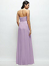 Rear View Thumbnail - Pale Purple Strapless Chiffon Maxi Dress with Oversized Bow Bodice