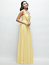 Side View Thumbnail - Pale Yellow Strapless Chiffon Maxi Dress with Oversized Bow Bodice