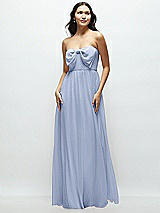 Front View Thumbnail - Sky Blue Strapless Chiffon Maxi Dress with Oversized Bow Bodice