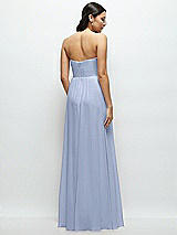 Rear View Thumbnail - Sky Blue Strapless Chiffon Maxi Dress with Oversized Bow Bodice