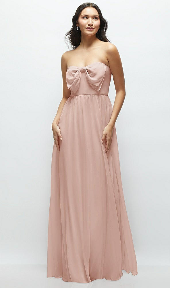 Front View - Toasted Sugar Strapless Chiffon Maxi Dress with Oversized Bow Bodice
