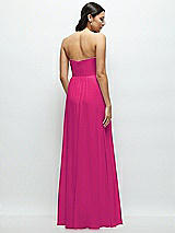 Rear View Thumbnail - Think Pink Strapless Chiffon Maxi Dress with Oversized Bow Bodice